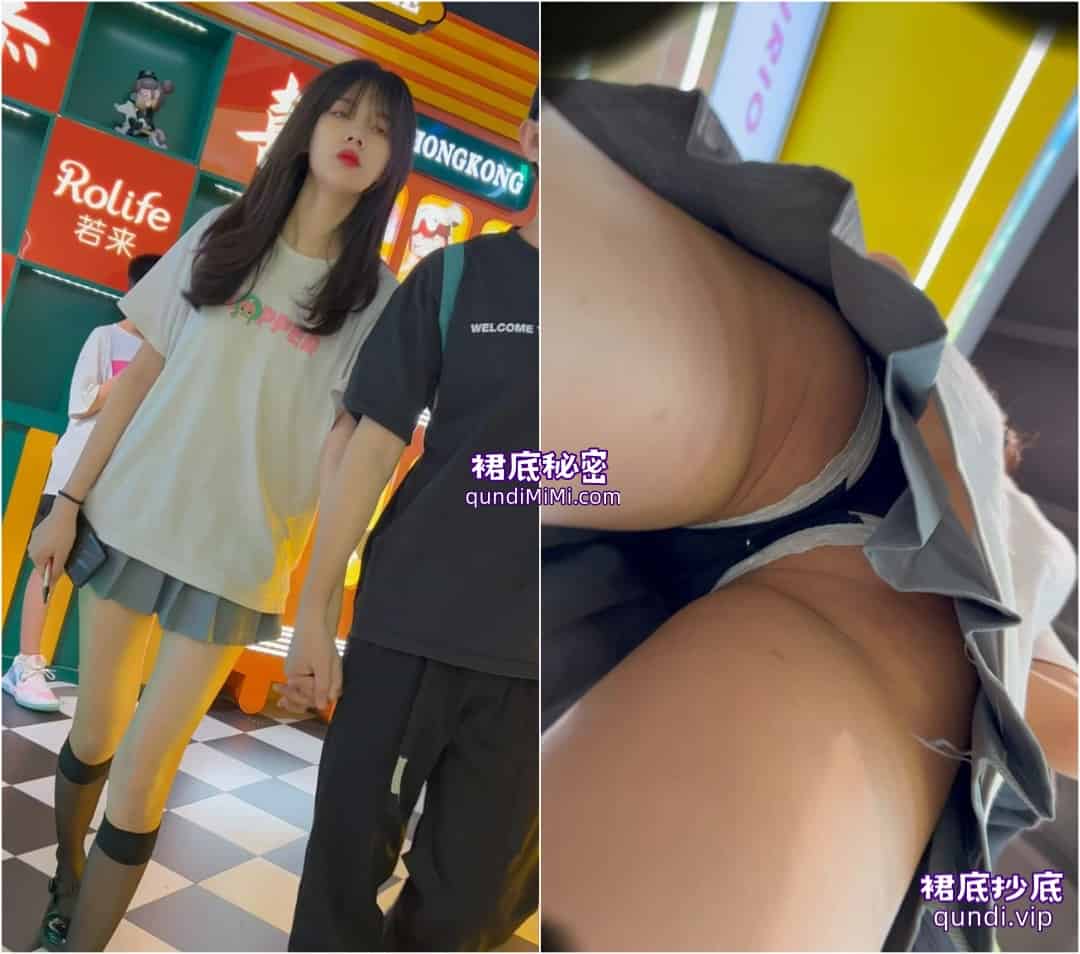 JK制服靓女和男友逛街。短黑丝骚窄内性感-4